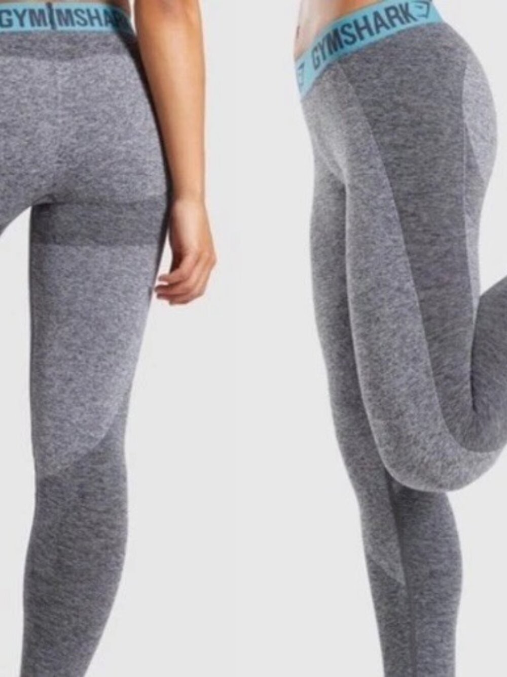 Gymshark Dry Flex Gray Green Waist Yoga Training Running Gym Leggings EUC Small